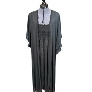 VTG Daniel Hechter Nightgown Set Black Sheer French Designer Lingerie Boudoir